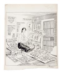 (CHICAGO) MCCUTCHEON, JOHN TINNEY. 6 original pen and ink illustrations for The Chicago Tribune re: crime, c. 1926-1931.