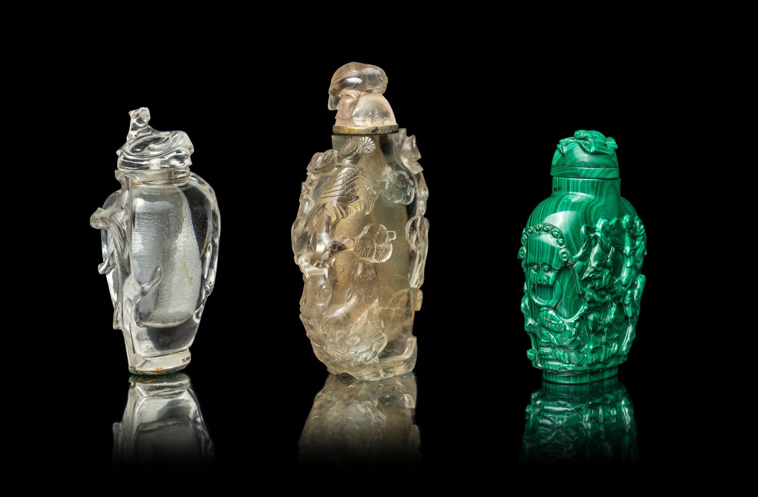 Three Chinese Precious Stone Snuff Bottles