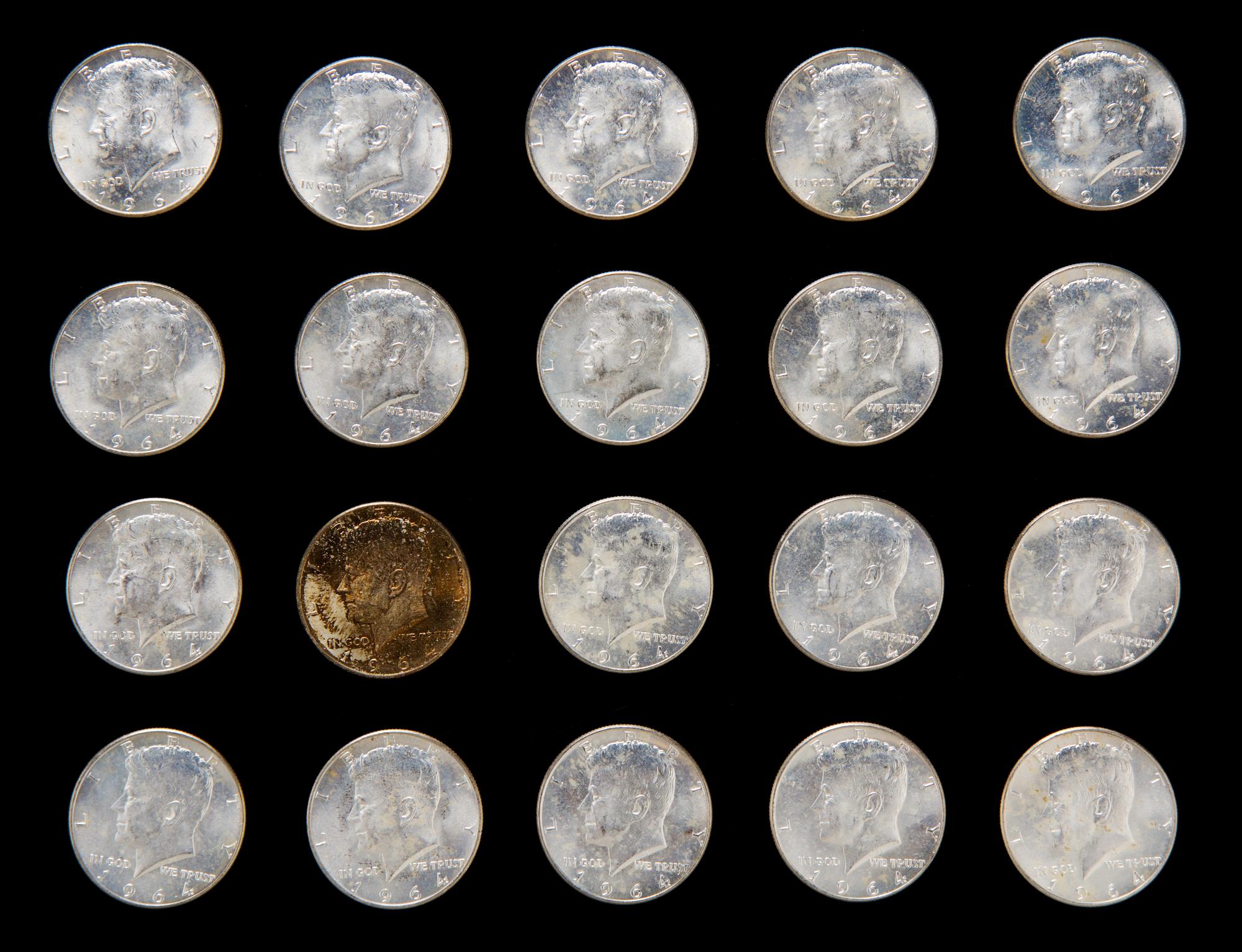A Group of Twenty United States 1964 John F. Kennedy Half-Dollar Coins