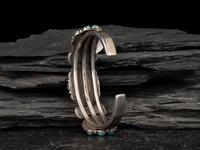 Navajo or Zuni Silver and Turquoise Cluster Cuff Bracelet