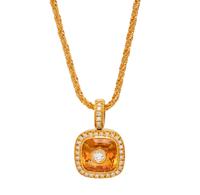 YELLOW GOLD, CITRINE AND DIAMOND PENDANT/NECKLACE