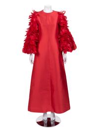 Joui Schiesser Silk Gazar Dress with Feathered Sleeves, 1960-70s