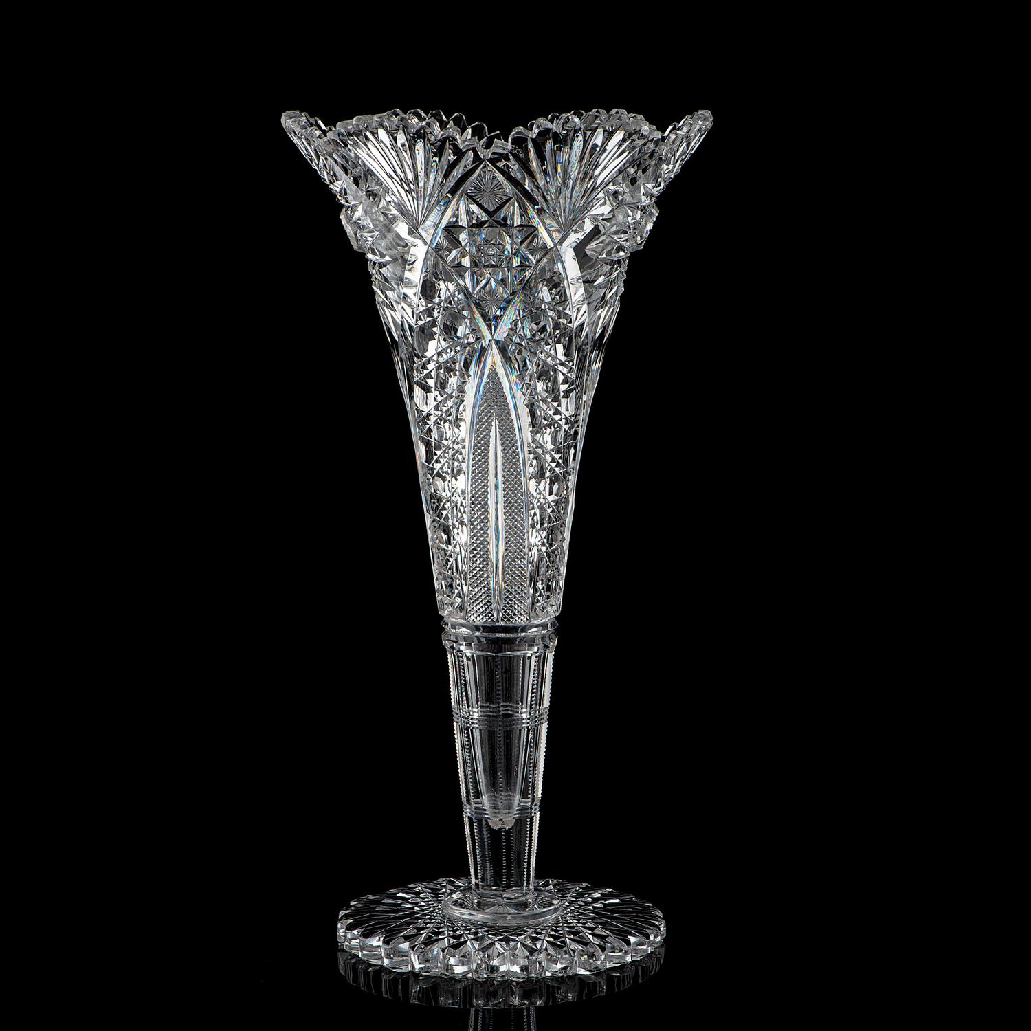 A Brilliant-Period Cut Glass Trumpet Vase, Possibly by Dorflinger or J. Hoare