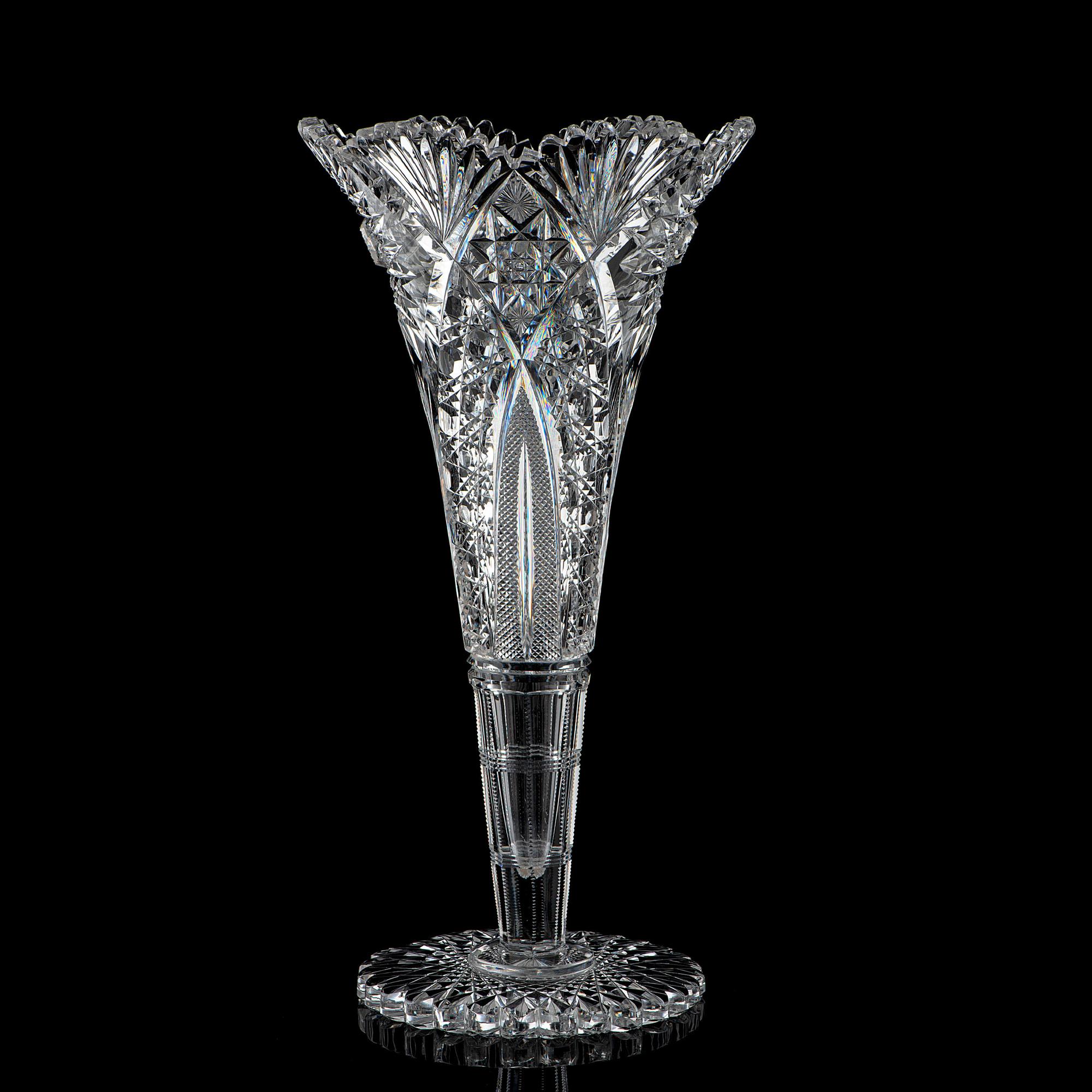 A Brilliant-Period Cut Glass Trumpet Vase, Possibly by Dorflinger or J. Hoare