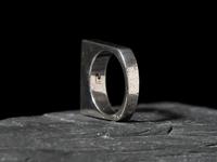 Squared Silver Ring with Inlay