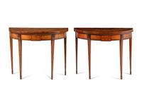 A Pair of Irish Satinwood and Penwork Game Tables