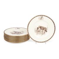 A Set of Twelve Wedgwood The American Sporting Dog Porcelain Plates
