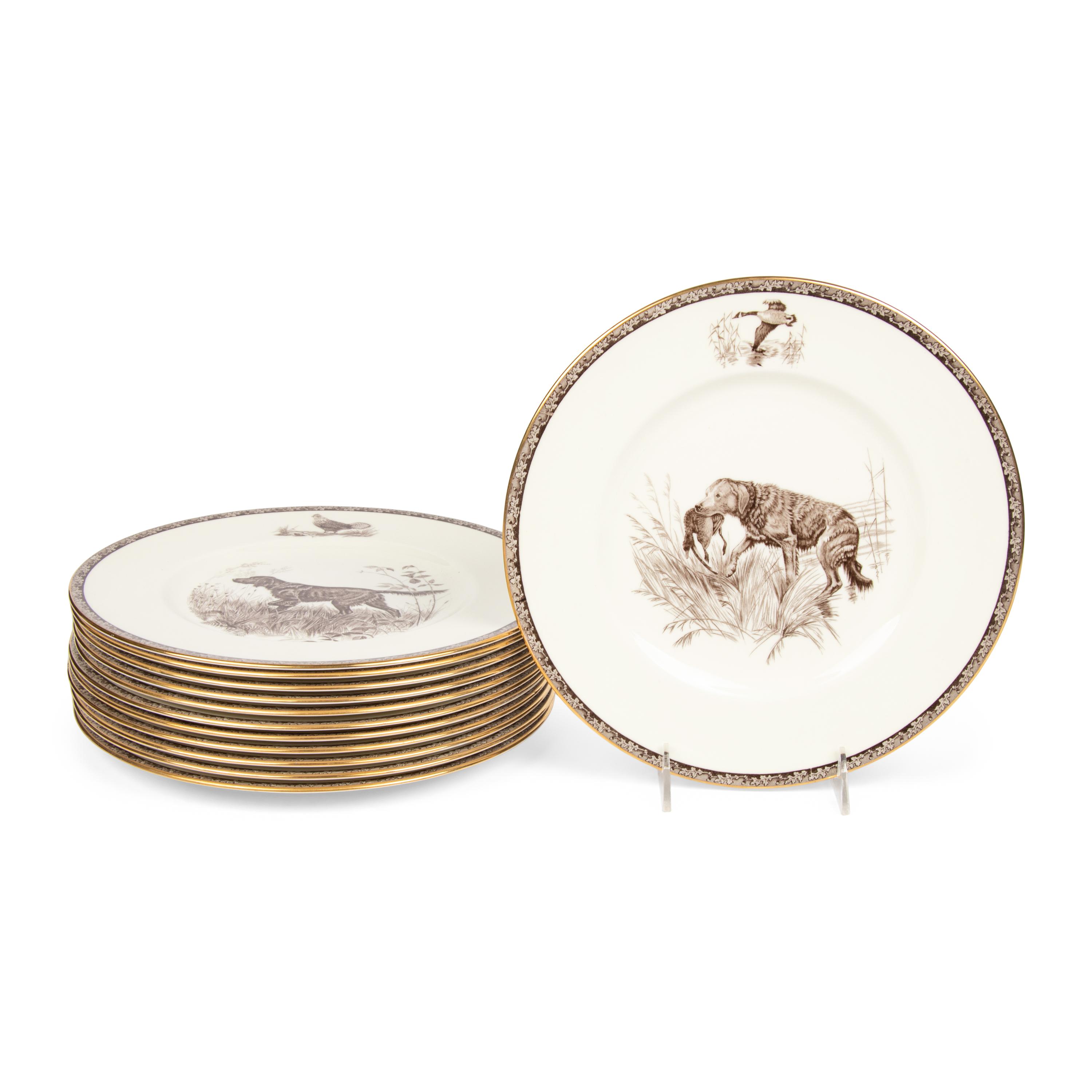 A Set of Twelve Wedgwood The American Sporting Dog Porcelain Plates