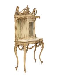 An Italian Rococo Style Gray Painted and Parcel Gilt Vitrine Table — 19th/20th Century