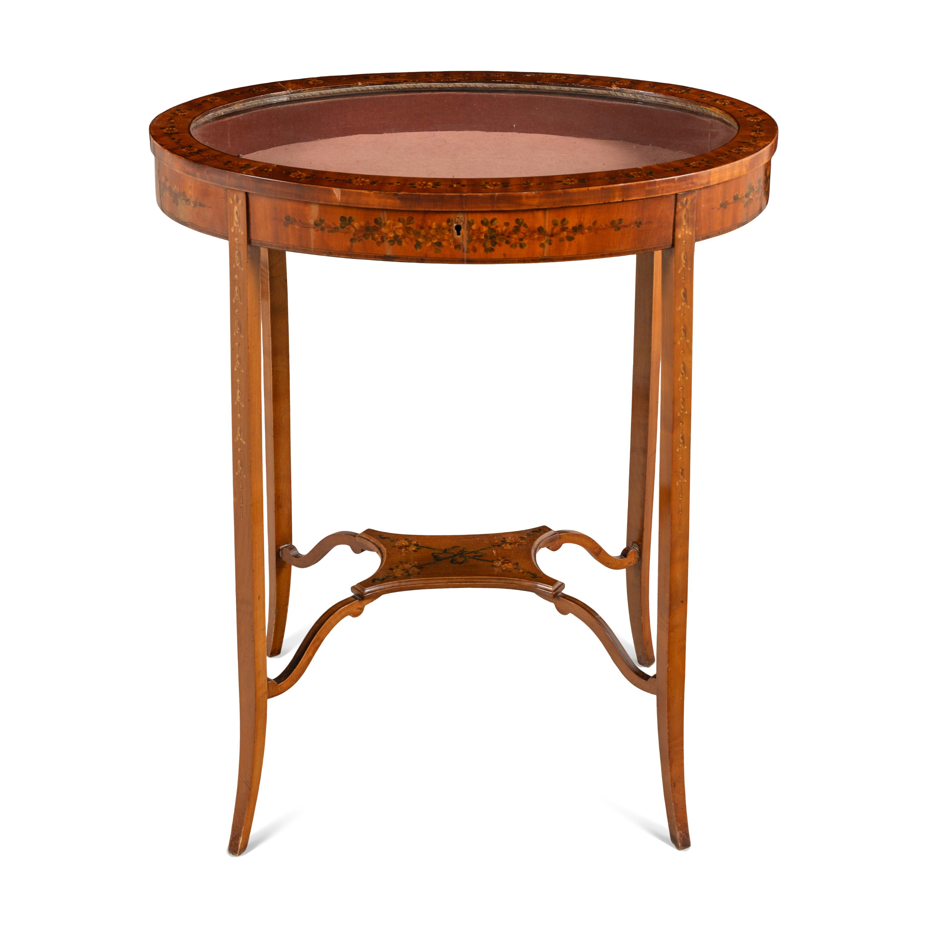 An Edwardian Painted Satinwood Vitrine Table