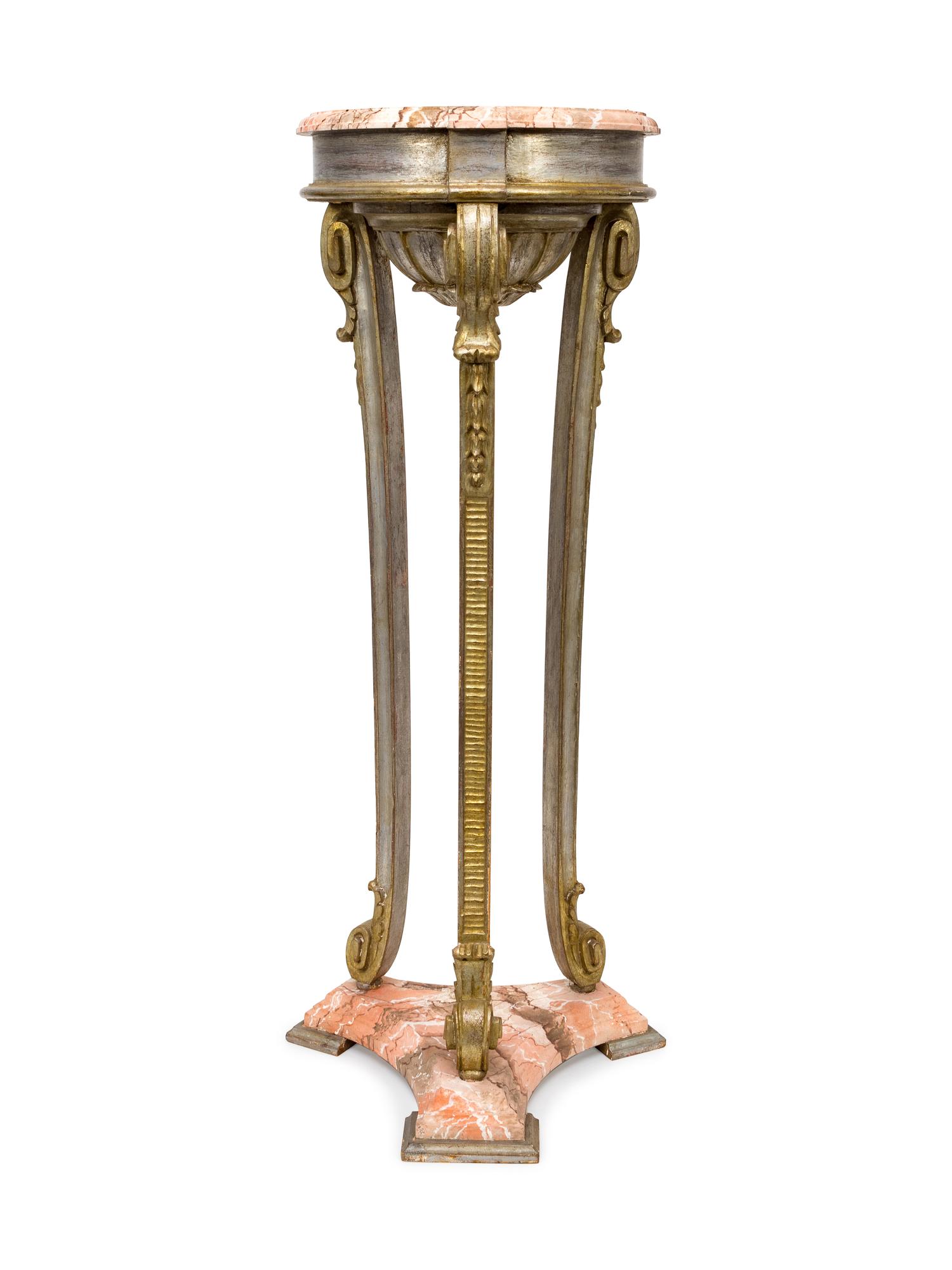 A Faux-Marble and Carved Giltwood Jardiniere Stand — 19TH CENTURY