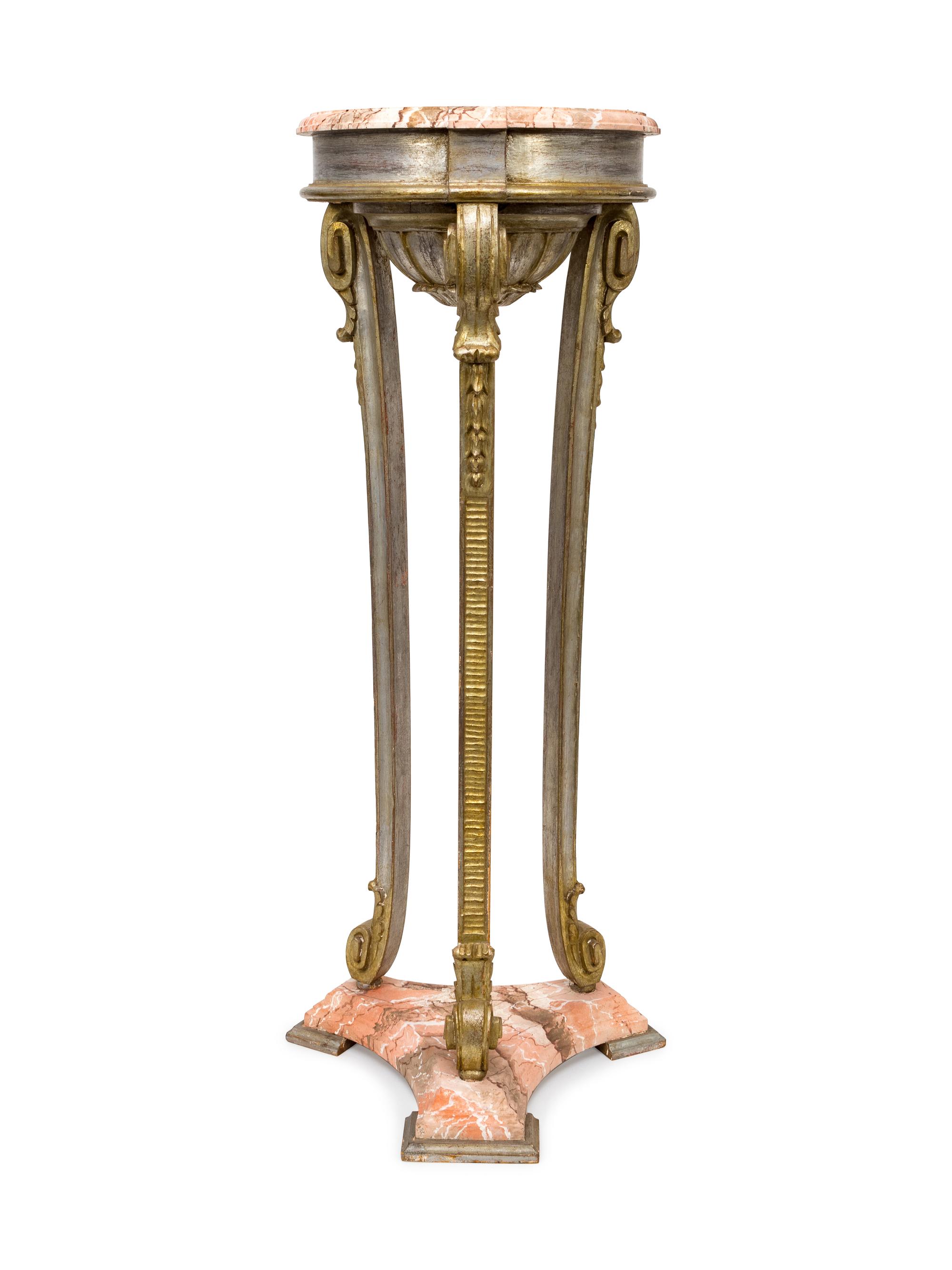 A Faux-Marble and Carved Giltwood Jardiniere Stand — 19TH CENTURY