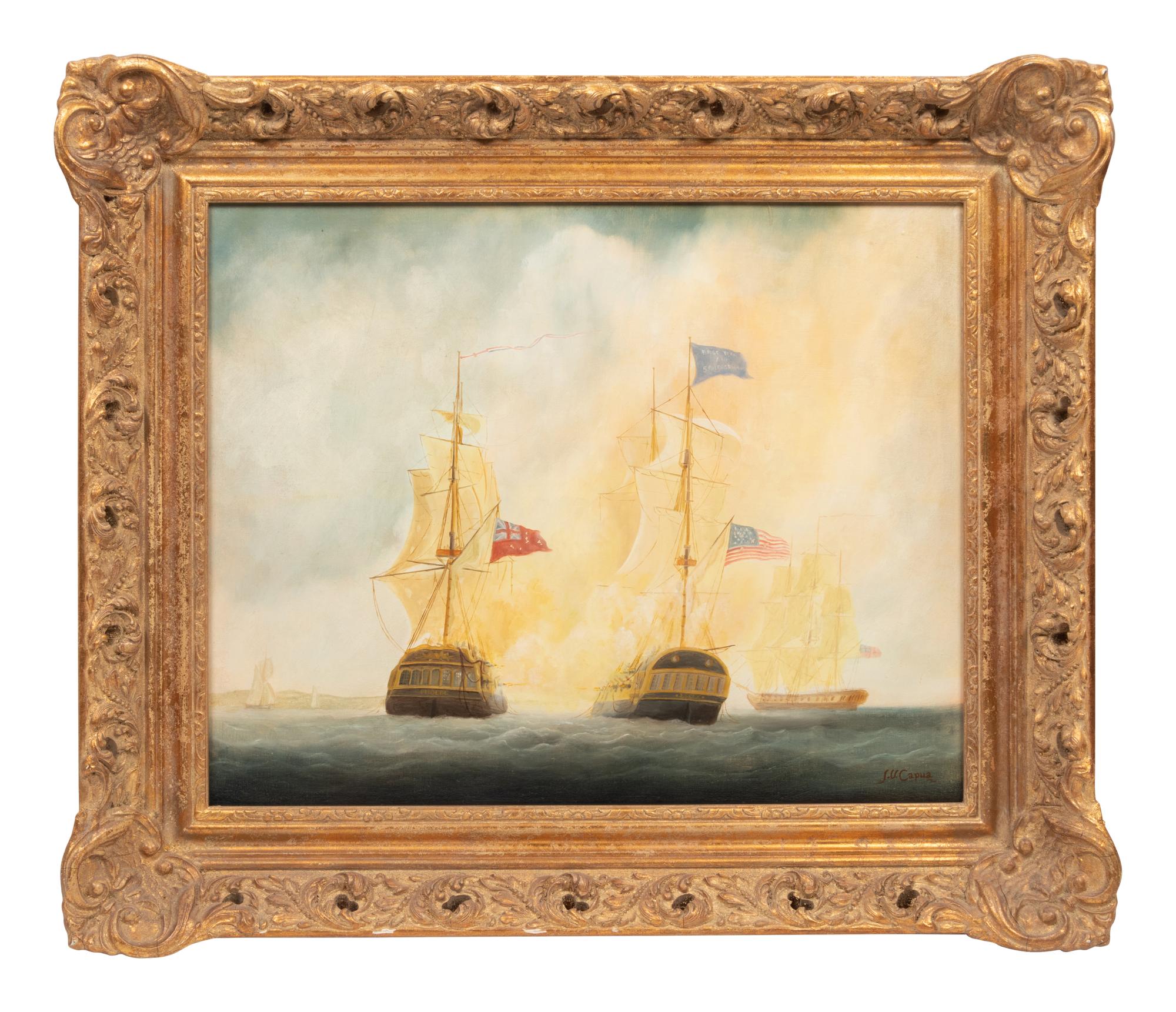 U.S.S. Essex engaged by H.M.S. Phoebe & Cherub