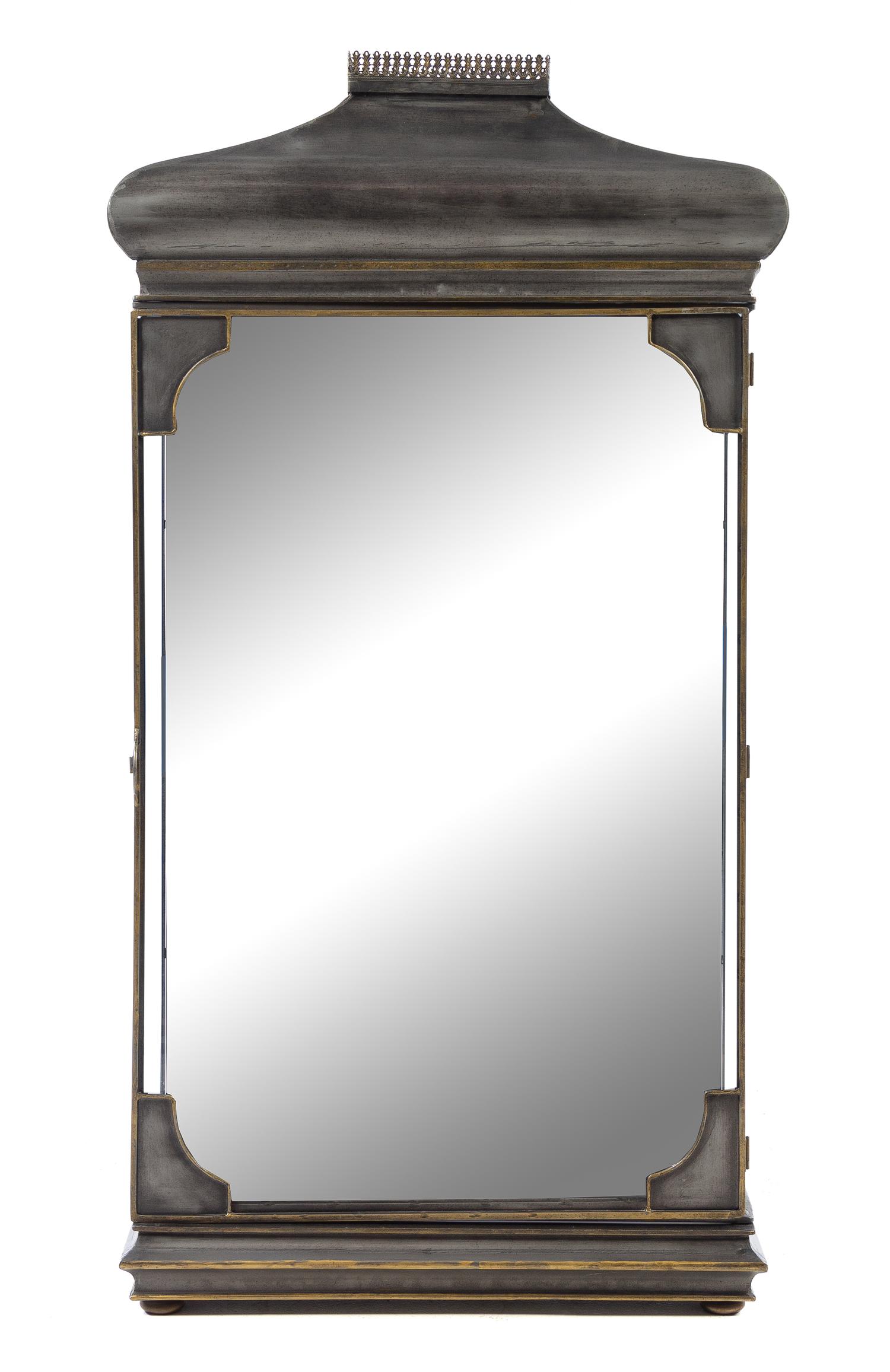 A Victorian Metal Wall Vitrine Height 49 x width 24 x depth 10 inches. — LATE 19TH/EARLY 20TH CENTURY