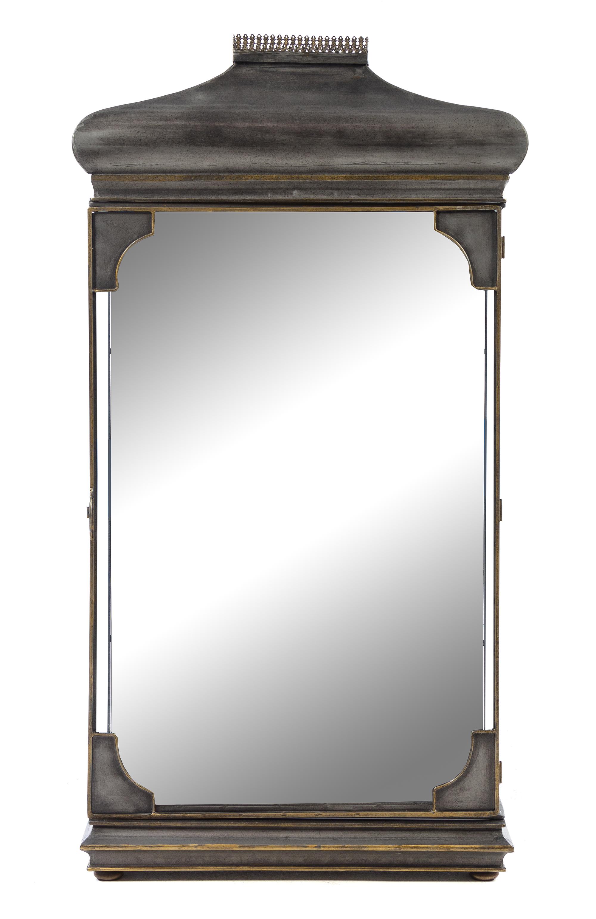 A Victorian Metal Wall Vitrine Height 49 x width 24 x depth 10 inches. — LATE 19TH/EARLY 20TH CENTURY