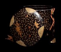 A Pair of Japanese Gold and Black Lacquer Hokai Shell Boxes and A Horsehair Paint Brush