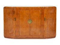 A French Art Deco Burl Amboyna and Birchwood Console Cabinet