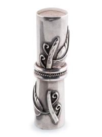 Silver Lipstick Case, with Appliqué Leaves