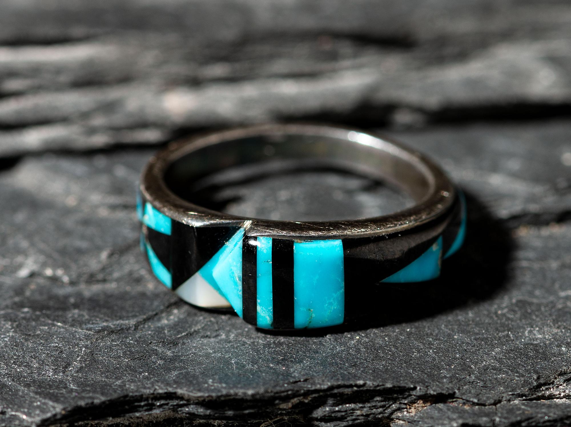 Silver and Mosaic Inlay Ring