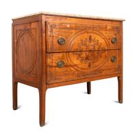 An Italian Carved Fruitwood Marble-Top Commode