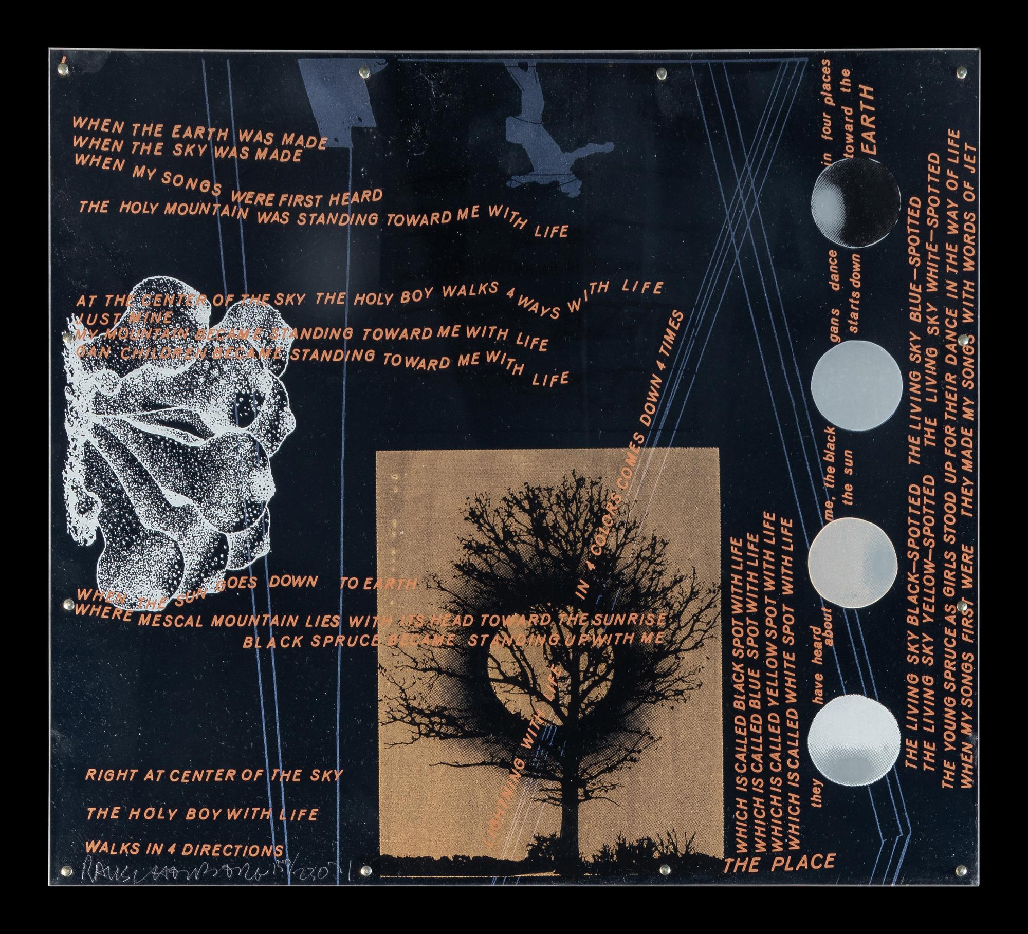 Opal Gospel (complete set of ten screenprints in colors on movable acrylic panels with the original Lucite base and screenprinted stainless steel cover), 1971