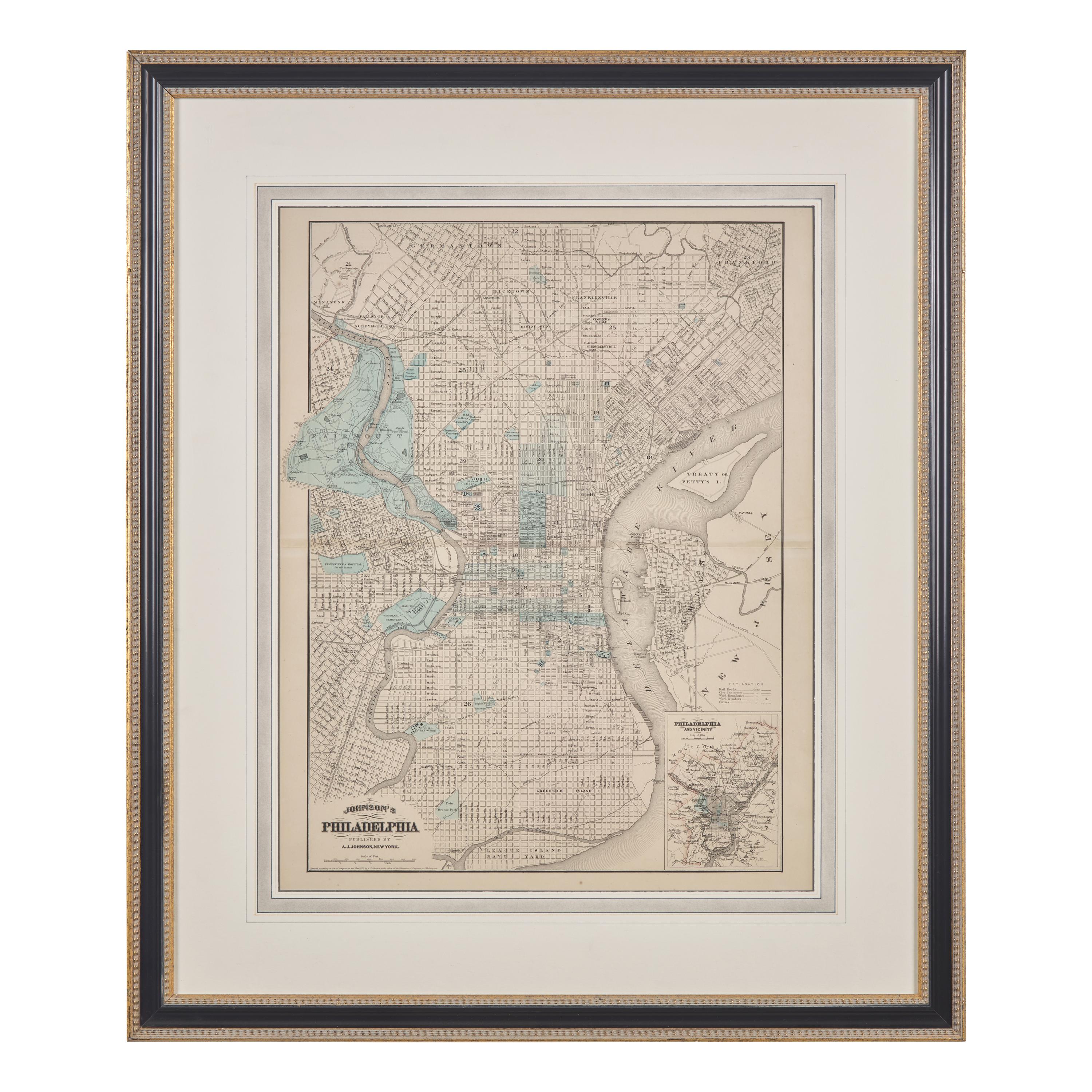 [Philadelphia] Group of 5 19th-20th century maps of Philadelphia