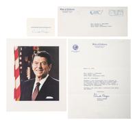 REAGAN, Ronald (1911-2004). Five signed items, most as Governor of California, plus.
