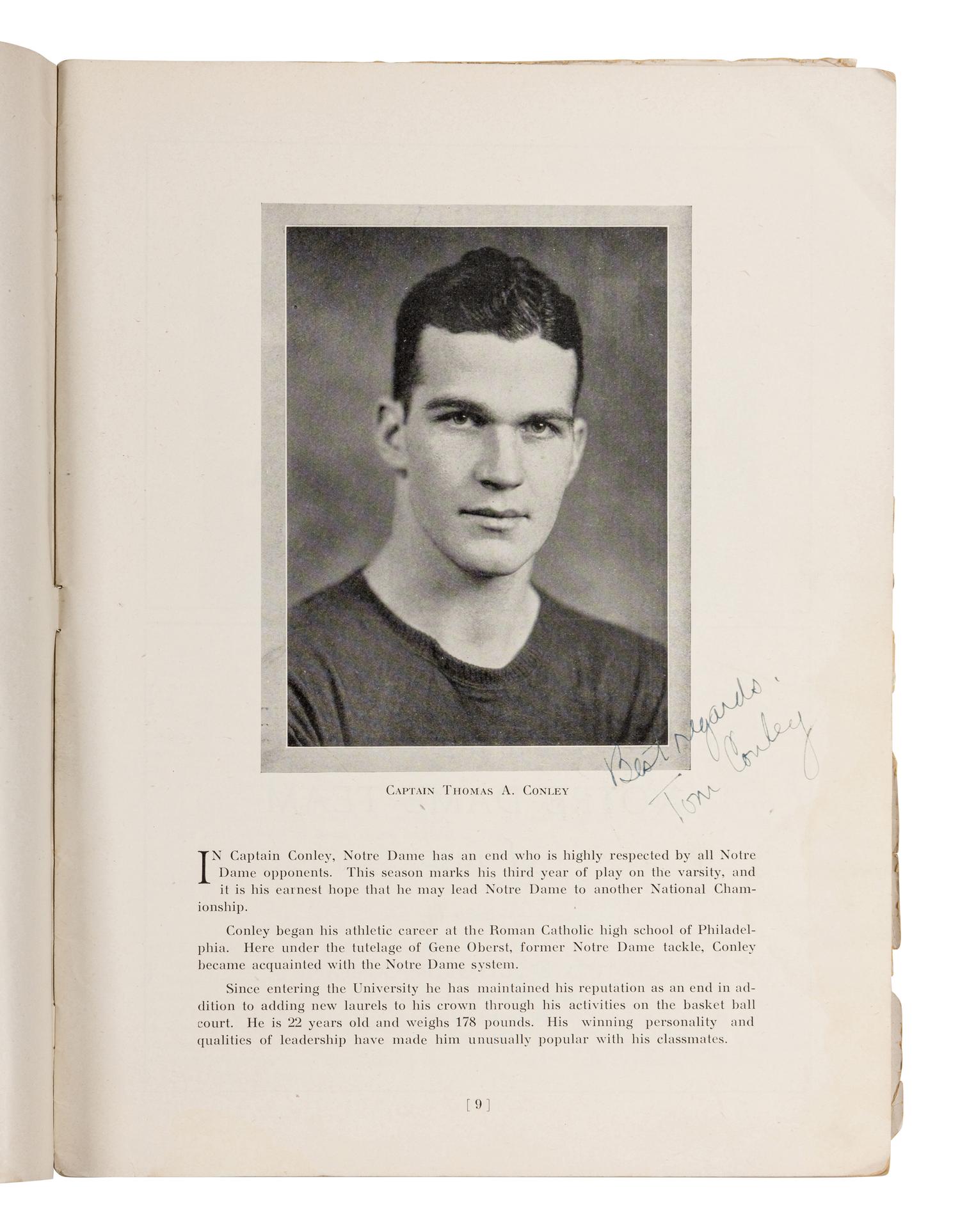 An Original 1930 Opening of Notre Dame Stadium Multi Signed Autograph Football Program Including Knute Rockne (Beckett Authentication Services BAS Letter),
