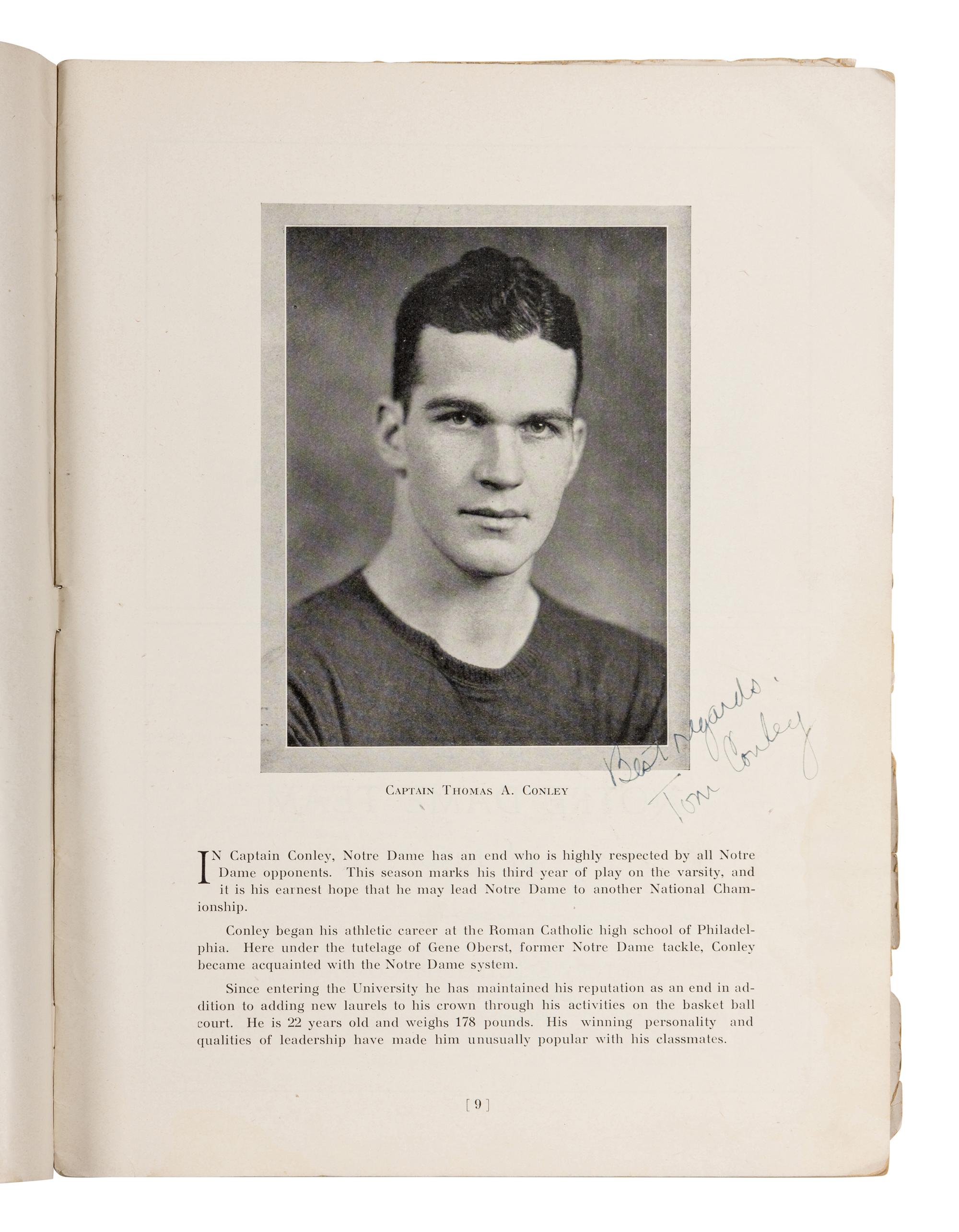 An Original 1930 Opening of Notre Dame Stadium Multi Signed Autograph Football Program Including Knute Rockne (Beckett Authentication Services BAS Letter),