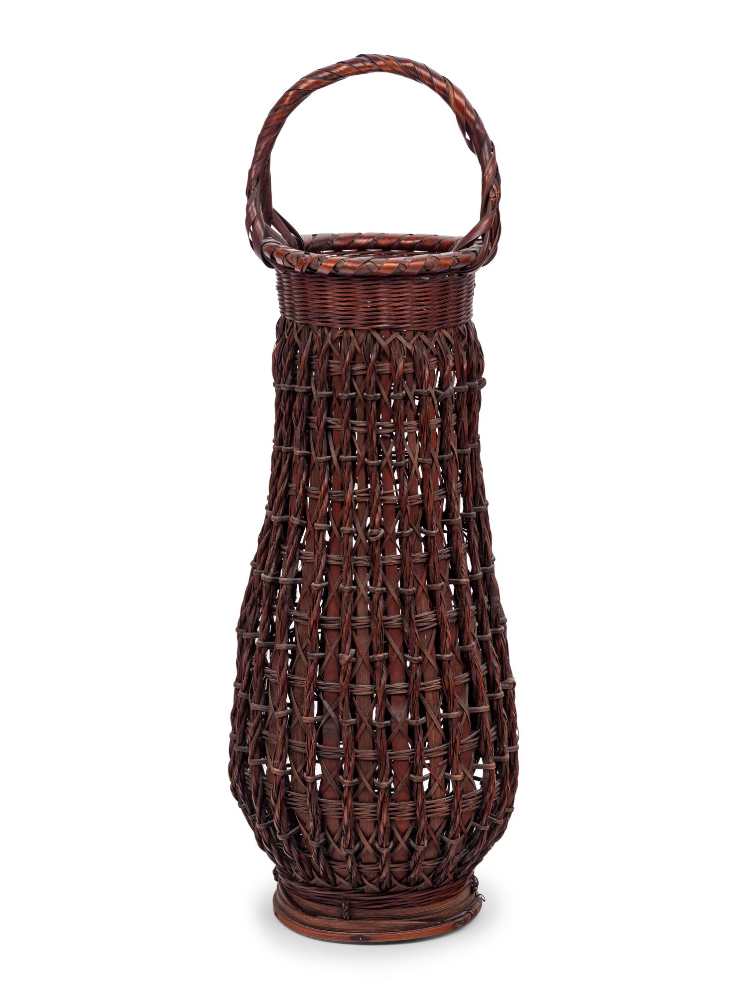 A Large Japanese Ikebana Bamboo Flower Arranging Basket