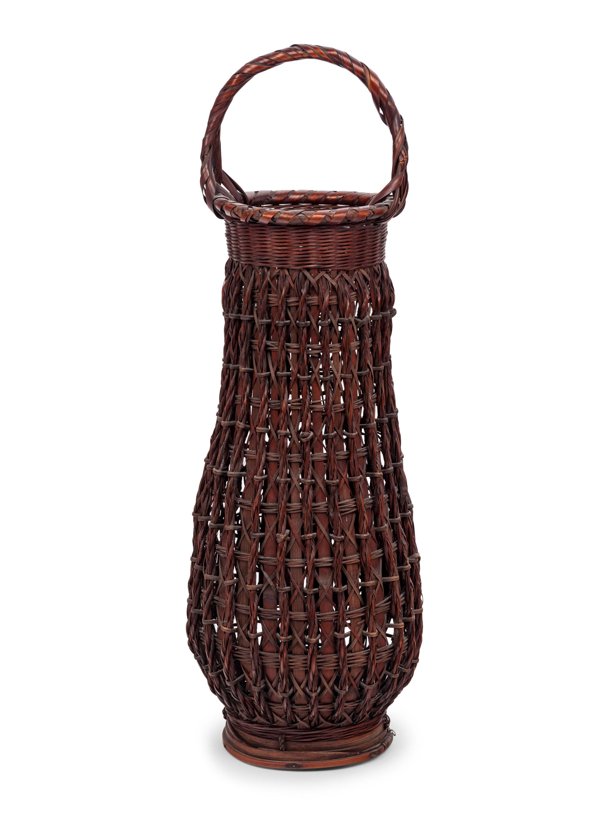 A Large Japanese Ikebana Bamboo Flower Arranging Basket