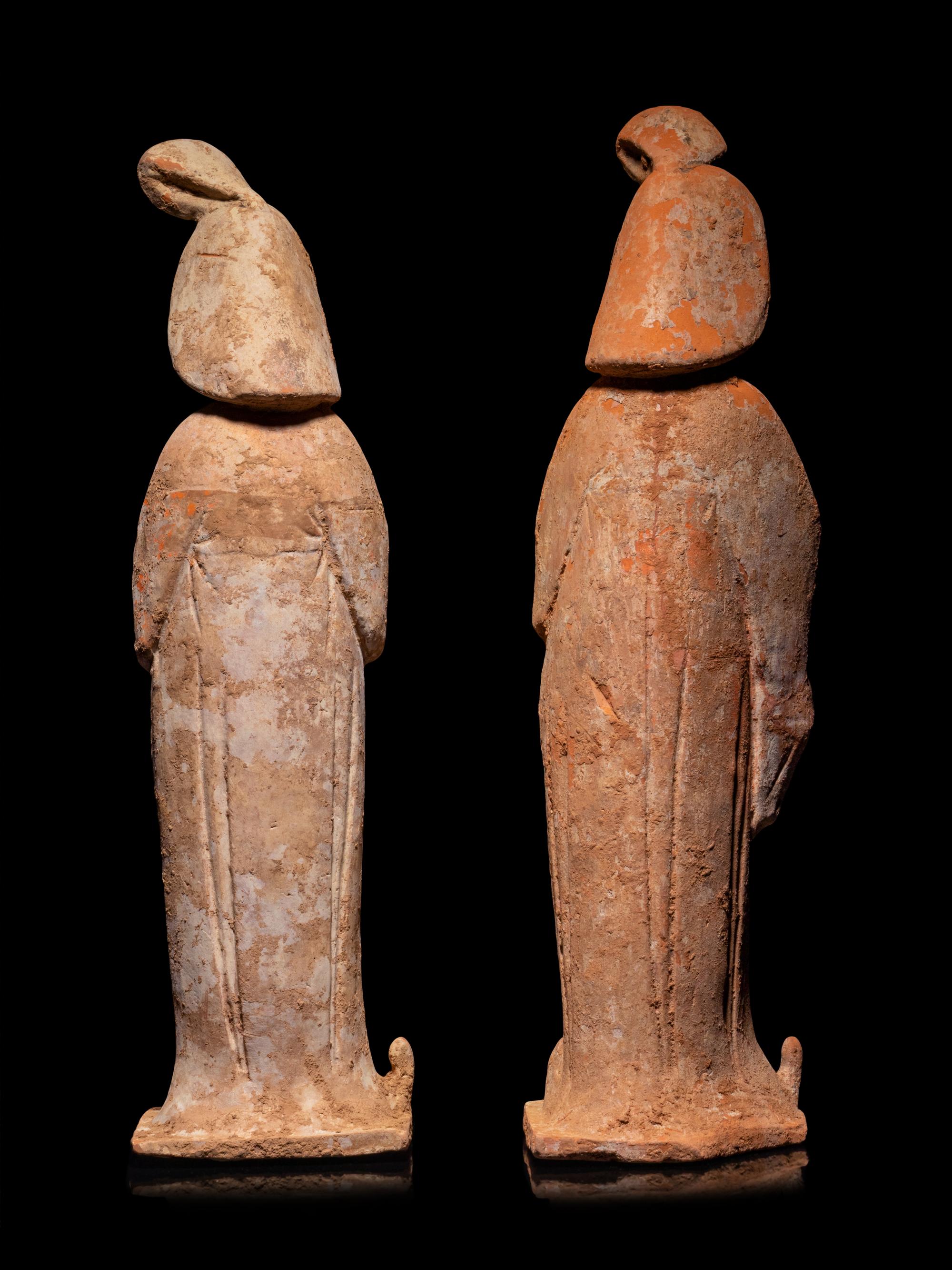 Two Chinese Painted Pottery Figures of Fat Ladies