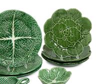 A Large Collection of Portuguese Green Leaf Dinnerware