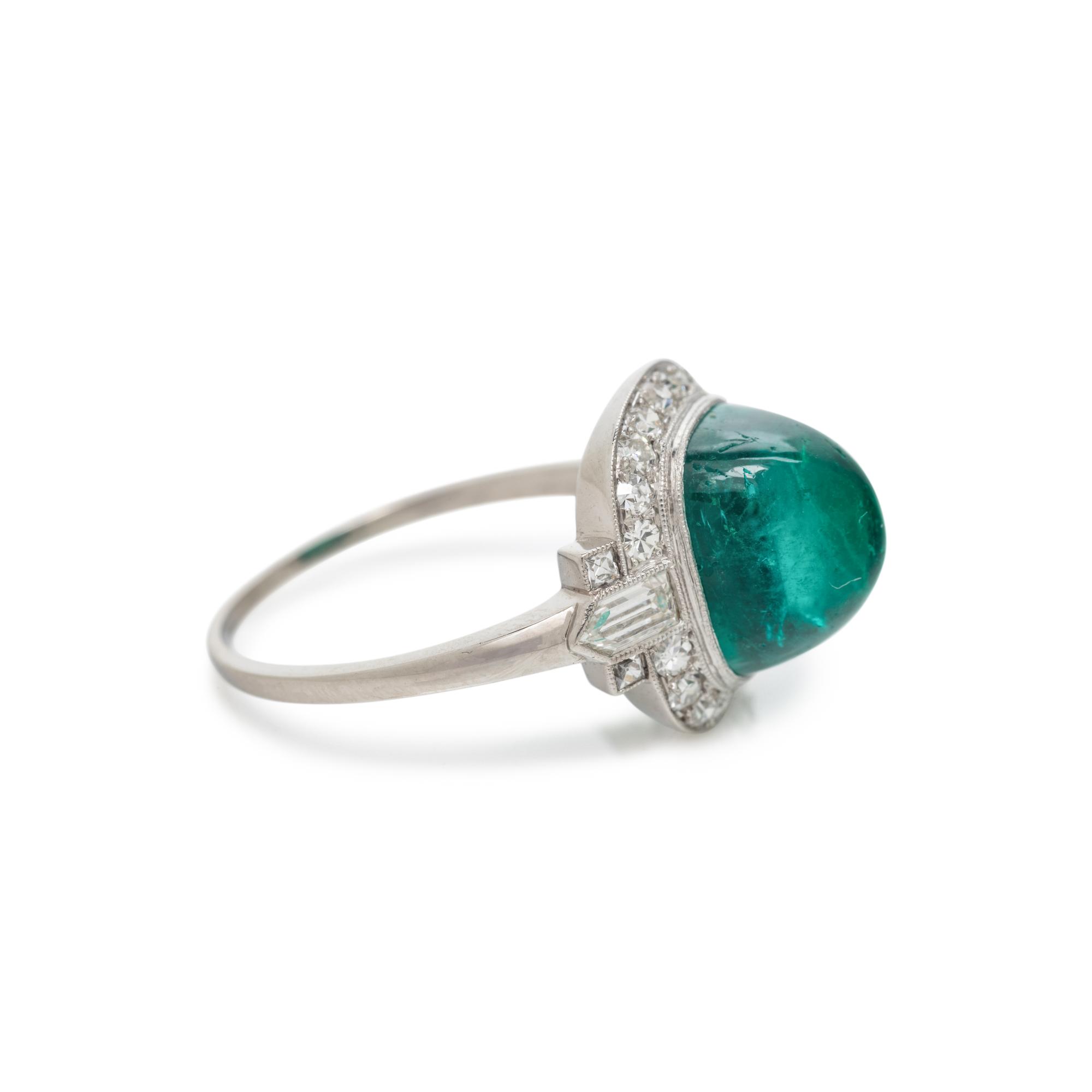 ART DECO, EMERALD AND DIAMOND RING