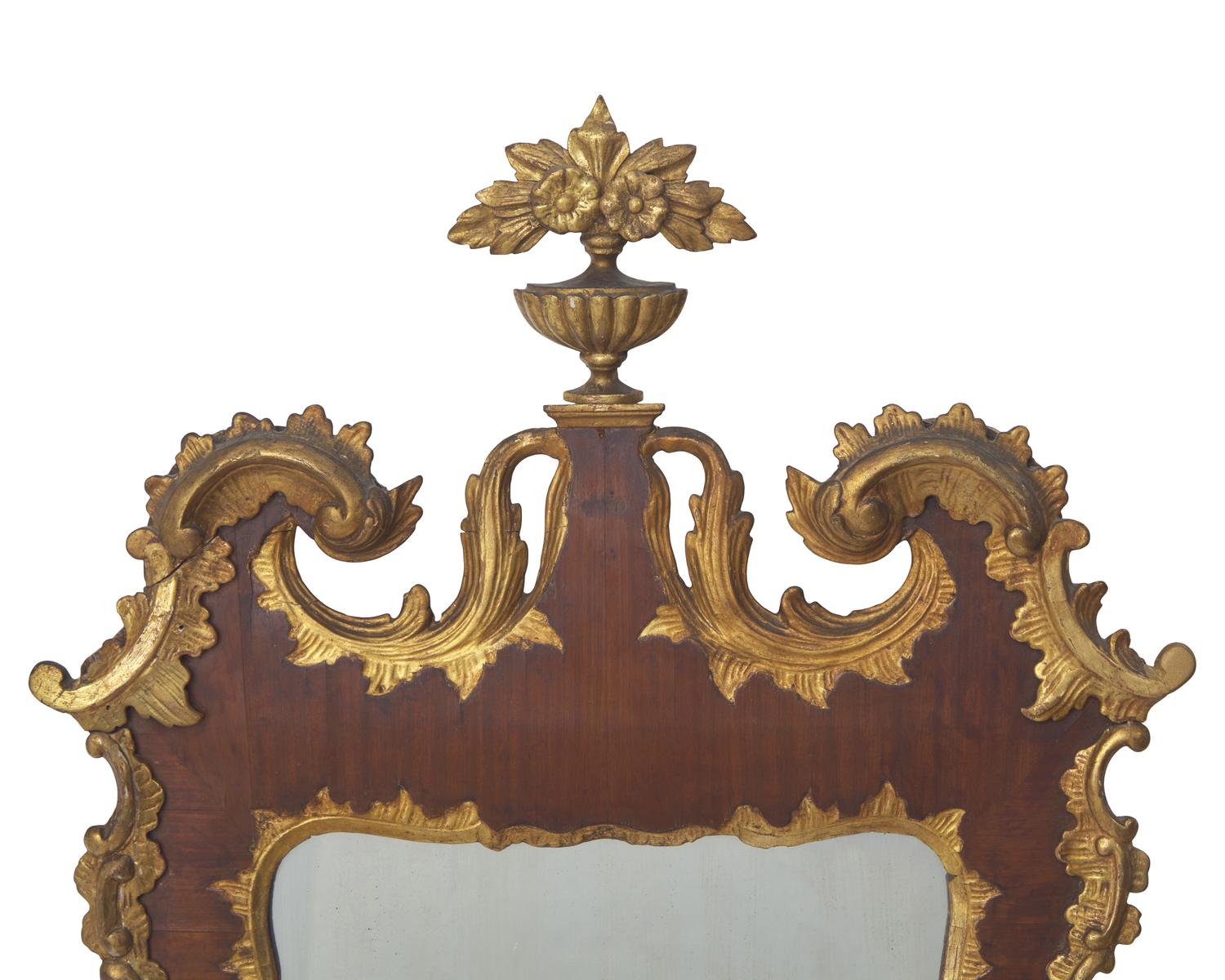 A Chippendale Parcel-Gilt And Mahogany-Veneered Looking Glass