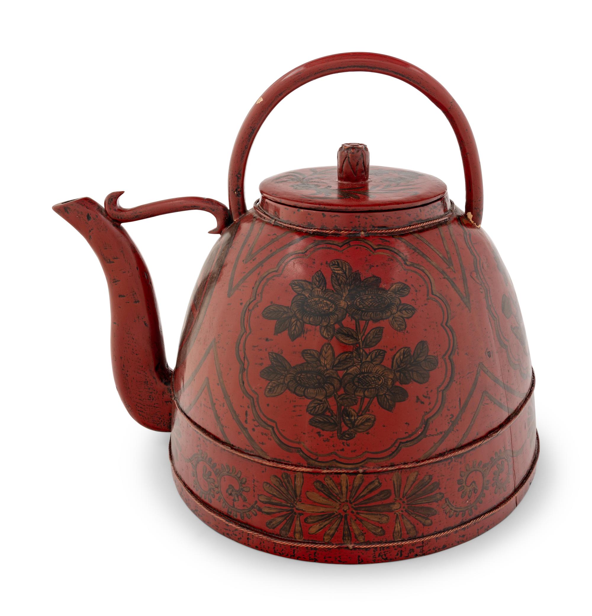 A Chinese Red Lacquered Teapot