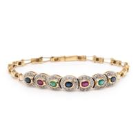 Multigem and Yellow Gold Bracelet