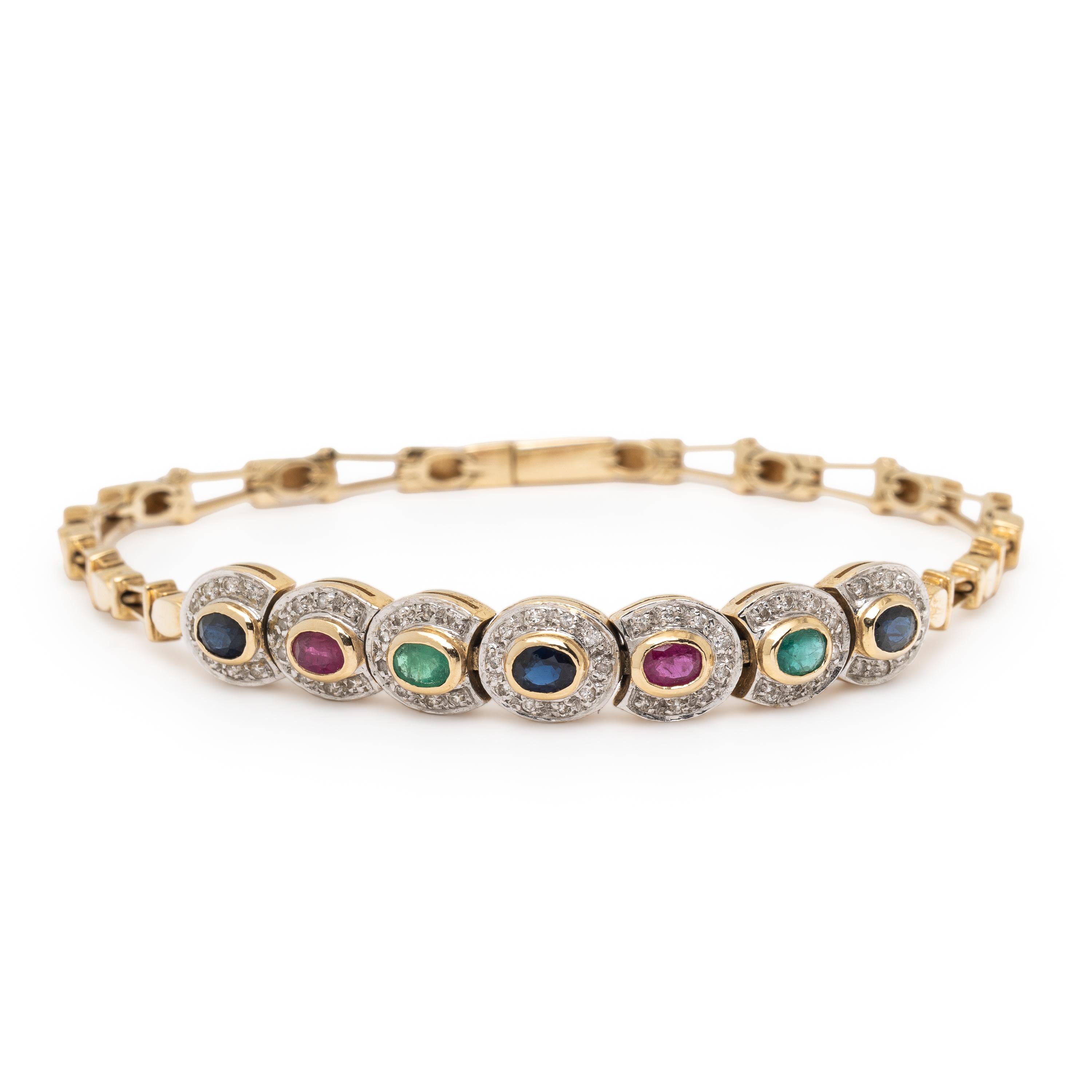Multigem and Yellow Gold Bracelet