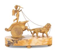 An Empire Gilt Bronze Figural Mantel Clock