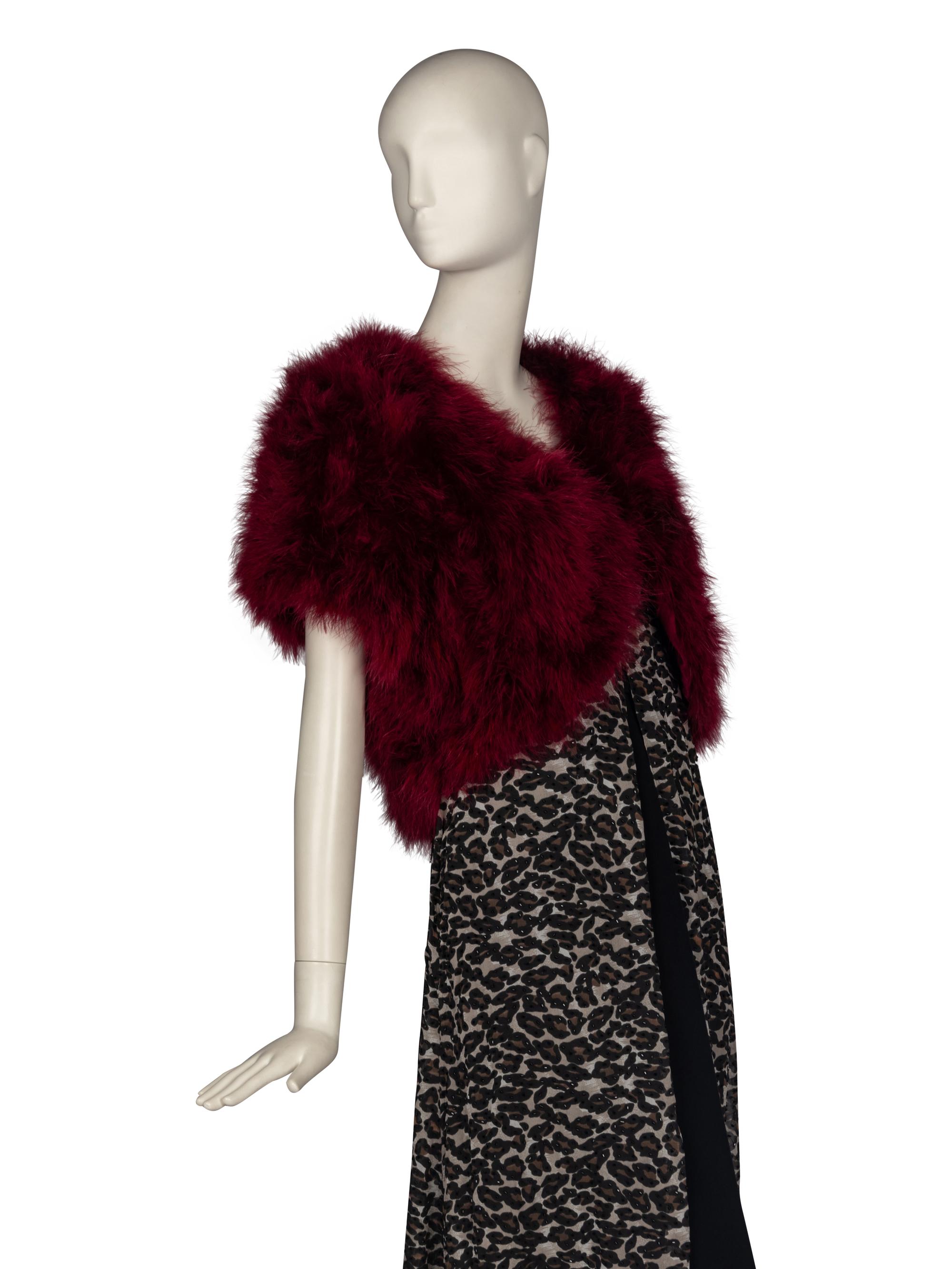 Bob Mackie Beaded Leopard Print Dress & Feather Jackets