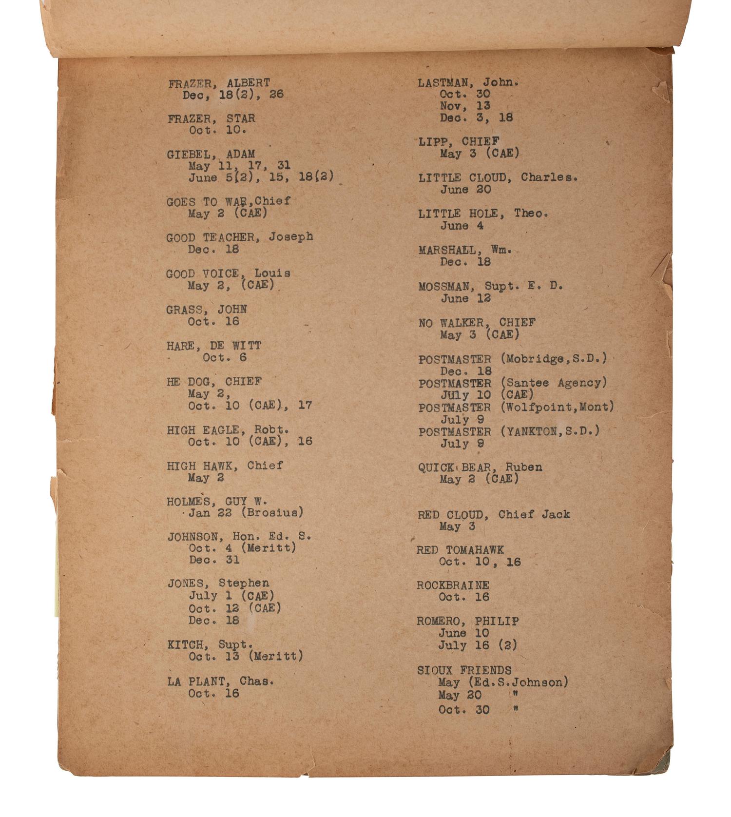 [NATIVE AMERICAN]. Papers associated with the Sioux, Assiniboine, and Ponca Nations, ca early 1900s.