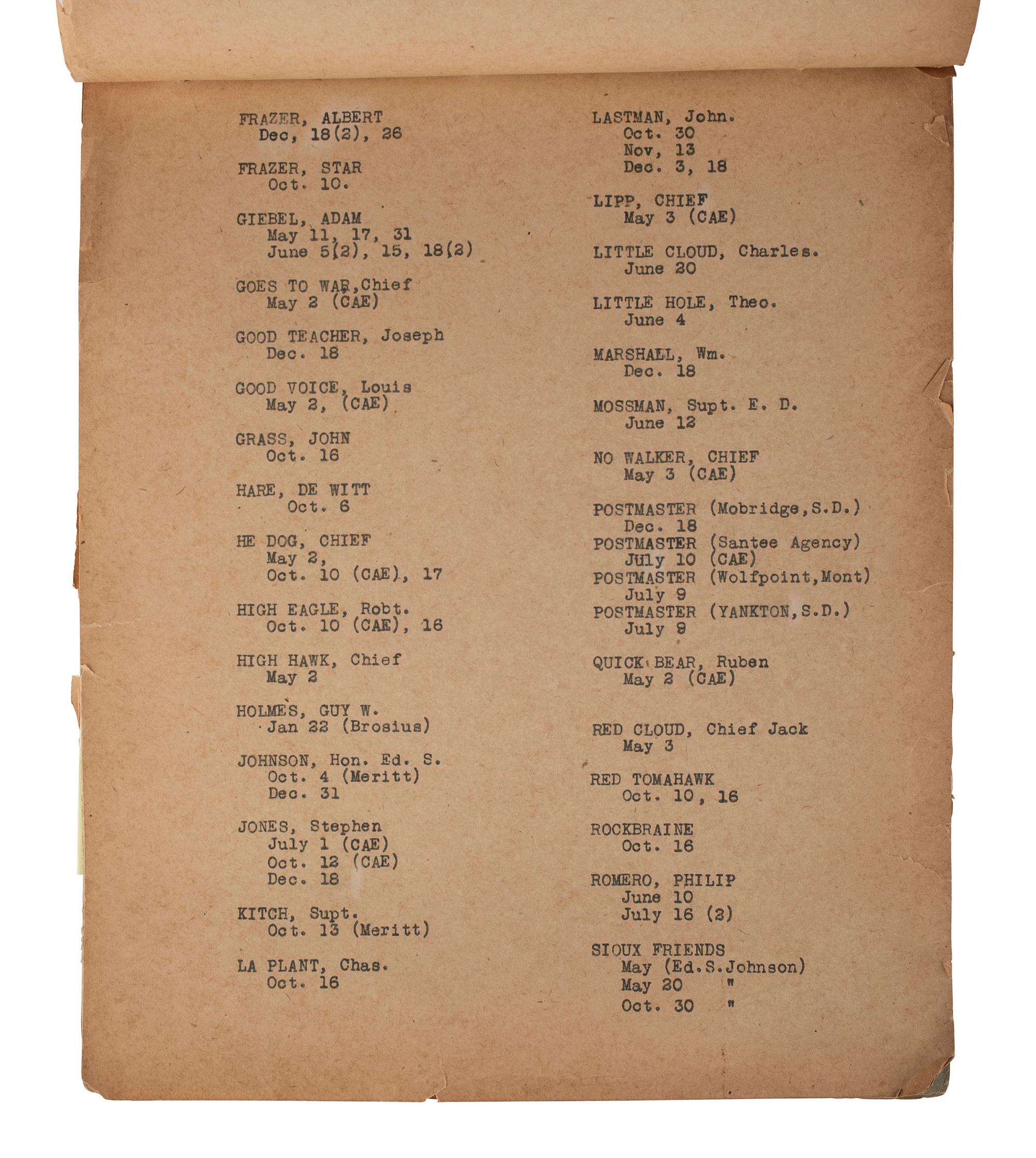 [NATIVE AMERICAN]. Papers associated with the Sioux, Assiniboine, and Ponca Nations, ca early 1900s.