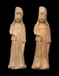 A Pair of Chinese Painted Pottery Figures of Ladies