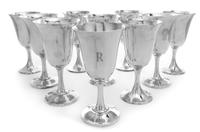 A Set of Twenty-Six American Silver Goblets, Wallace Sterling, Wallingford, MA and Gorham Mfg. Co., Providence, RI, comprising 14 Walla