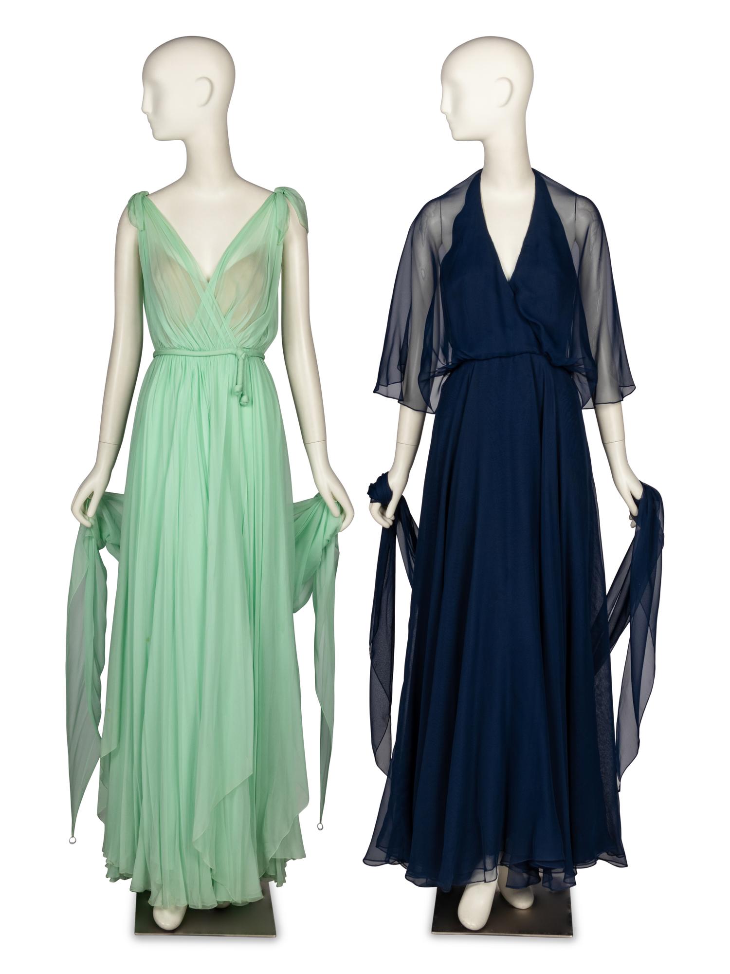 Evelyn Byrnes: Two 1970's Chiffon Gowns