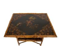 An Edwardian Chinoiserie Decorated Bamboo Side Table