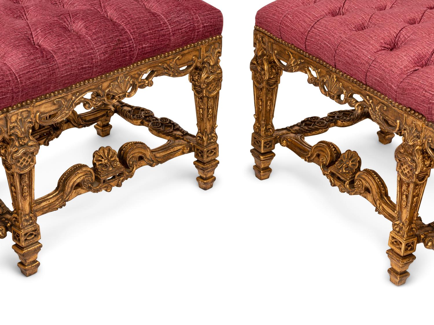 A Pair of Louis XIV Style Giltwood Benches
