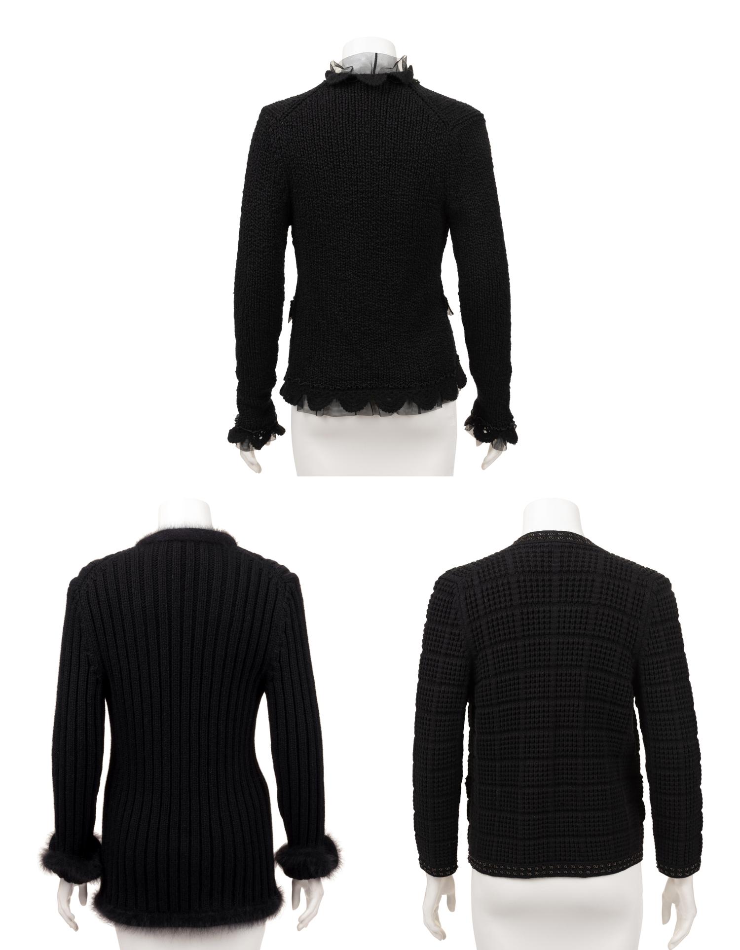 Three Chanel Black Knit Cardigans, 2000s