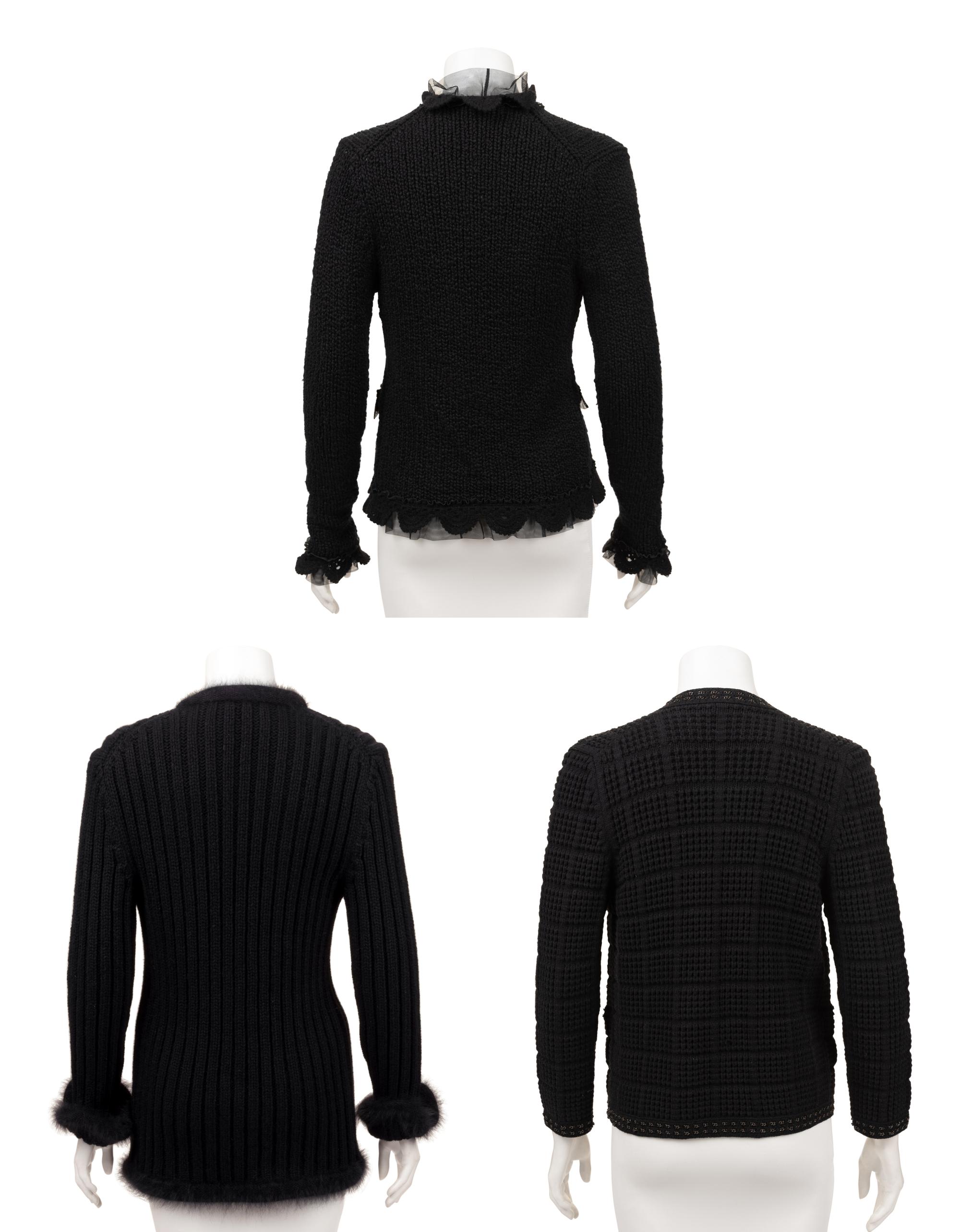 Three Chanel Black Knit Cardigans, 2000s