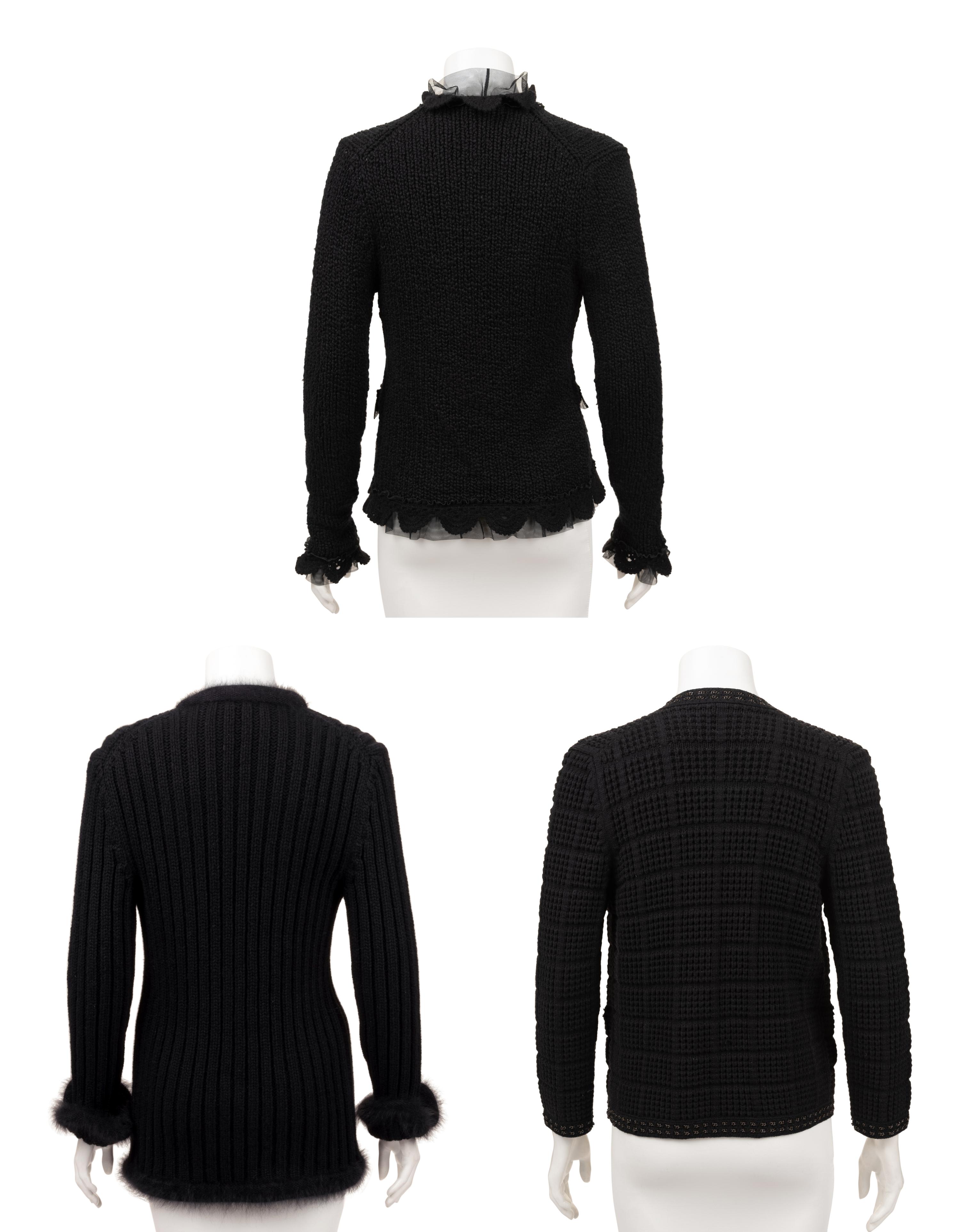 Three Chanel Black Knit Cardigans, 2000s